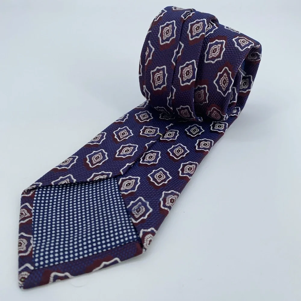 Eton Tie Men One Size Multi Patterned Silk Classic Luxury Necktie Italy Made NWT